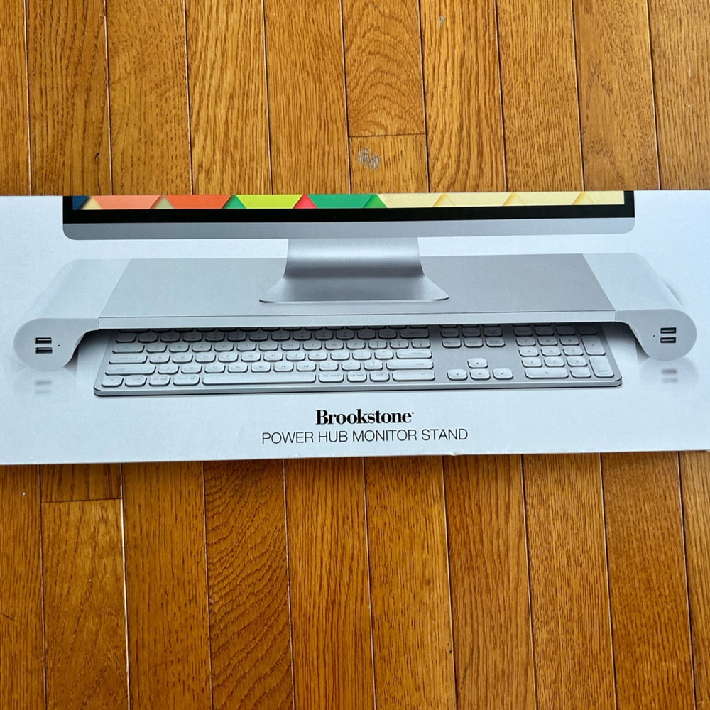 Unopened Brookstone Power Monitor Stand, USB-only, Silver